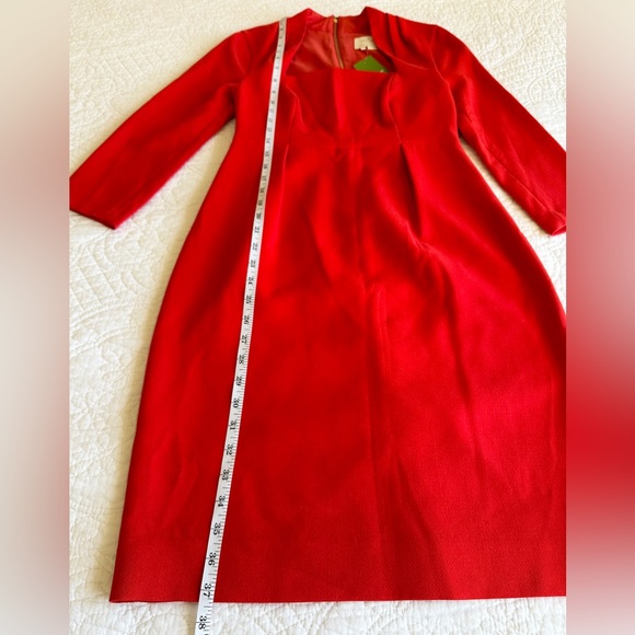 Kate Spade Sheila Red Sheath Dress 3/4 Sleeve Square Neck Holiday Size 2 NWT$398 - Picture 11 of 16